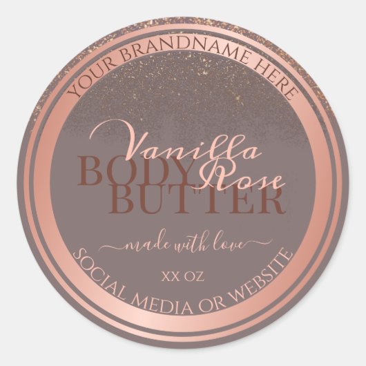 Graue Nobelverpackungsmarken Rose Gold Runder Aufkleber (Vorderseite)