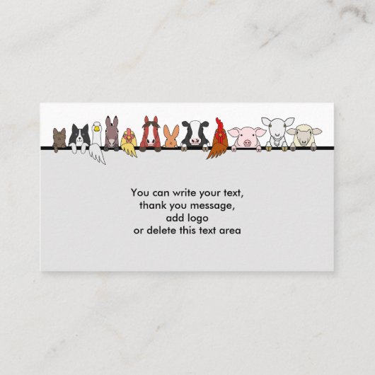 Graue Nutztiere Veterinärmedizin Telefonnummerkarte (Rückseite)