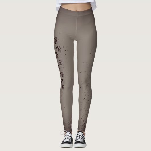Graue Ombre Tatzen-Druck-Leggings Leggings (Vorderseite)