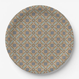 Graue, orange, blaue, mit Diamant geschliffene Mus Pappteller