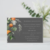 Graue Orange Blossom Botanische Hochzeitsempfehlun Begleitkarte (Stehend Vorderseite)