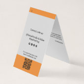 Graue Orange-Logo-QR-Code-Kleidung Faltes Preissch (Rückseite)