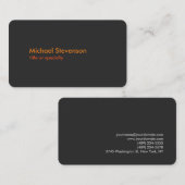 Graue Orange moderne, abgerundete Standard-Visiten Visitenkarte (Vorne/Hinten)