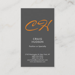 Graue Orange Monogram Berufliche Visitenkarte