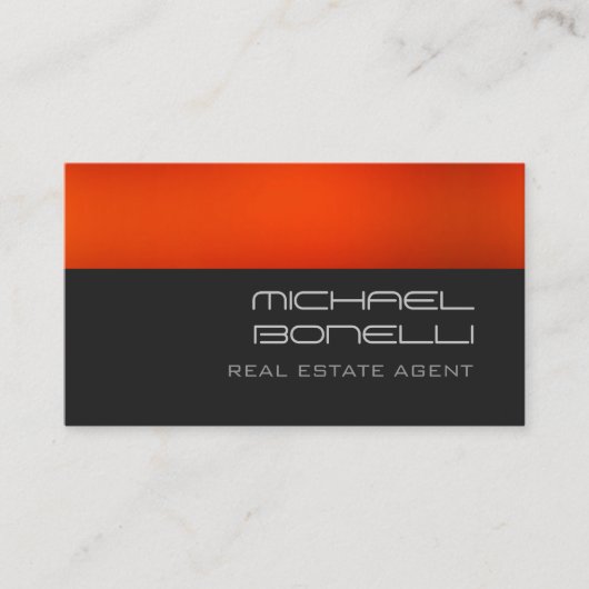 Graue Orange Real Anwesen Agent Business Card Visitenkarte (Vorderseite)