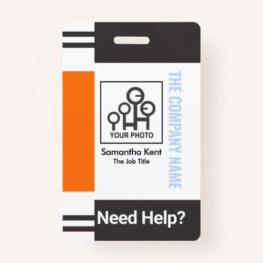 Graue Orange Stripe Spalte Fotovorlage Ausweis (Vorderseite)