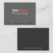 Graue, orange und weiße Fotograf-Visitenkarte Visitenkarte (Vorne/Hinten)