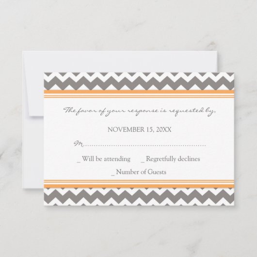 Graue Orange Zickzack UAWG Wedding Card RSVP Karte (Vorderseite)