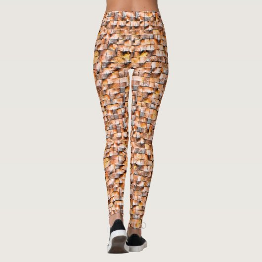 Graue, orangefarbene Keramik mit Fehlern, virtuell Leggings (Rückseite)