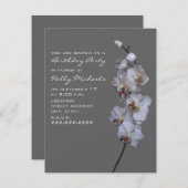 Graue Orchideen Geburtstagsparty Einladung (Vorne/Hinten)