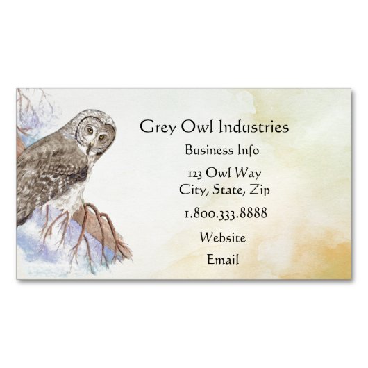 Graue Owl Industries Bird and Business Card Magnetische Visitenkarte (Vorderseite)