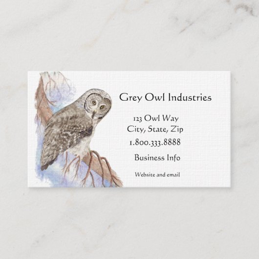 Graue Owl Industries Bird and Business Card Visitenkarte (Vorderseite)