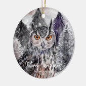 Graue Owl Wasserfarbe im Wald Weihnachtsschmuck (Links)