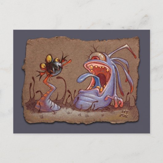 Graue Papierskizze: Schwanz Biter Postkarte (Vorderseite)
