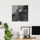 Graue persische Katze mit blauen Augen Poster (Heimbüro)