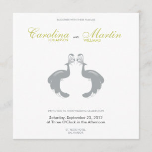 Graue Pfauen II Hochzeitseinladung Einladung