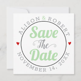 Graue Pfefferminztypografie Foto auf der Rückseite Save The Date
