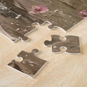 Graue Pferde Rosa Blume Ölgemälde Puzzle (Seite)