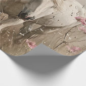 Graue Pferde Rosa Blume Ölmalerei Decoupage Geschenkpapier (Ecke)