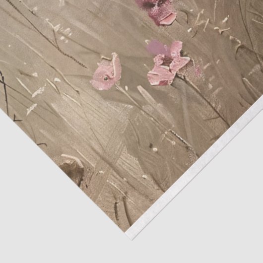 Graue Pferde Rosa Blume Ölmalerei Decoupage Seidenpapier (Ausschnitt)