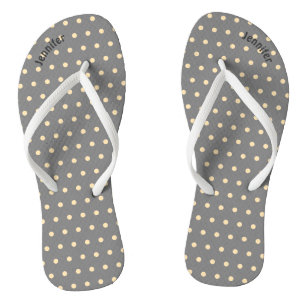 Graue & Pfirsich gepunktete Flip Flops Badesandalen