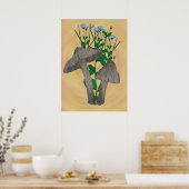 Graue Pilze mit Flachs-Poster drucken Poster (Küche)