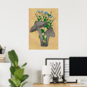 Graue Pilze mit Flachs-Poster drucken Poster (Heimbüro)