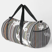 Graue Pinstriche mit Flora Detail Druck Nähtasche Duffle Bag (Rechte Ecke)