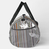 Graue Pinstriche mit Flora Detail Druck Nähtasche Duffle Bag (Rechts)