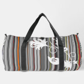 Graue Pinstriche mit Flora Detail Druck Nähtasche Duffle Bag (Rückseite)