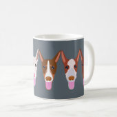 Graue Podenco-Cartoon-Gesichter Kaffeetasse (VorderseiteRechts)