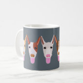 Graue Podenco-Cartoon-Gesichter Kaffeetasse (Vorderseite Links)