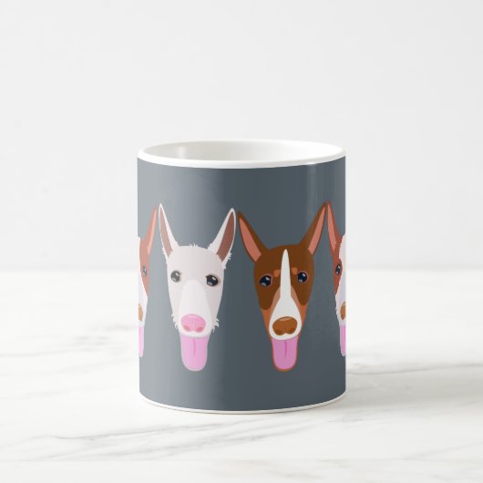 Graue Podenco-Cartoon-Gesichter Kaffeetasse (Mittel)