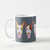 Graue Podenco-Cartoon-Gesichter Kaffeetasse (Links)