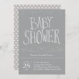 Graue Polka Dot Baby Dusche Grau Modern Einladung