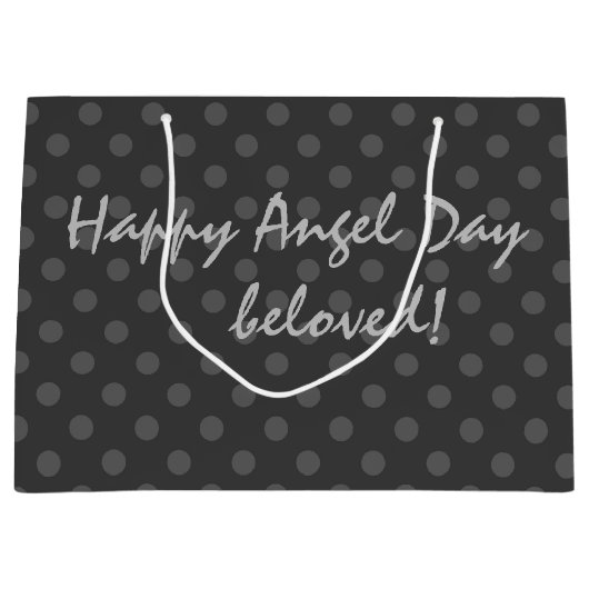 Graue Polka dot , Polka dot , Schwarz-Weiß Große Geschenktüte (Vorderseite)