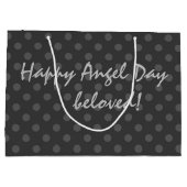 Graue Polka dot , Polka dot , Schwarz-Weiß Große Geschenktüte (Rückseite)