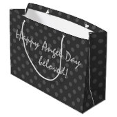 Graue Polka dot , Polka dot , Schwarz-Weiß Große Geschenktüte (Rückseite Schrägansicht)