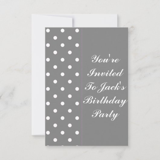 Graue Polka Dot Template Geburtstag Einladung (Vorderseite)
