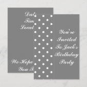 Graue Polka Dot Template Geburtstag Einladung (Vorne/Hinten)