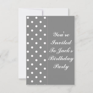 Graue Polka Dot Template Geburtstag Einladung
