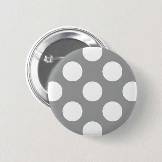 Graue Polka Dots, Polka Dot Pattern, Dots, Dotter Button (Vorne & Hinten)