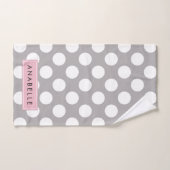 Graue Polka Dots, Polka Dot Pattern, Ihr Name Badhandtuch Set (Handtuch)