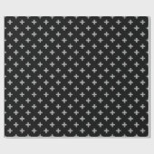 Graue Polka-Kreuze auf schwarz Geschenkpapier (Flach)