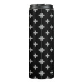 Graue Polka-Kreuze auf schwarz Thermosbecher (Rückseite)