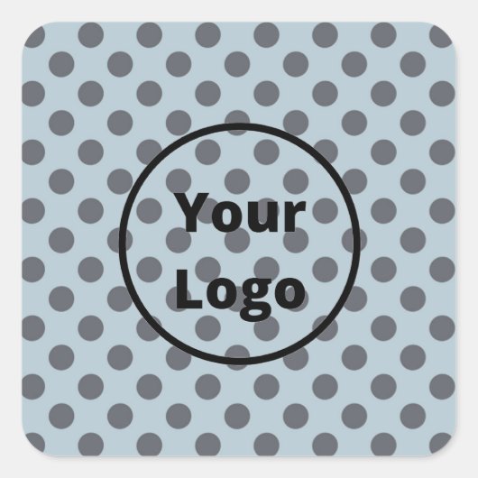 Graue Polka-Punkte auf blau Quadratischer Aufkleber (Vorderseite)