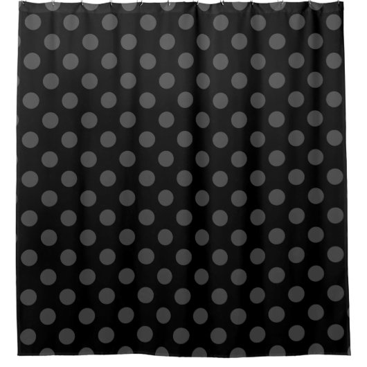 Graue Polka-Punkte auf schwarz Duschvorhang (Vorderseite)