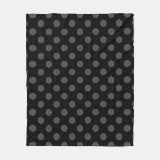 Graue Polka-Punkte auf schwarz Fleecedecke (Vorderseite)