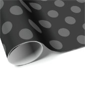 Graue Polka-Punkte auf schwarz Geschenkpapier (Rolleneckpunkt)