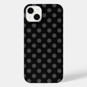 Graue Polka-Punkte auf schwarz iPhone Hülle (Rückseite)